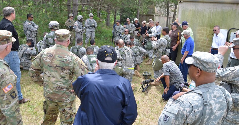 Army Reserve Ambassadors attending the 88th Regional Support Command’s Army Reserve Ambassador Workshop July 16, observe an after action review during the 86th Training Division’s WAREX taking place on Fort McCoy.