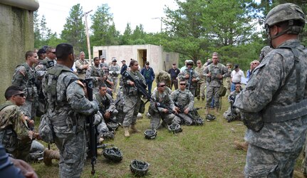 Army Reserve Ambassadors attending the 88th Regional Support Command’s Army Reserve Ambassador Workshop July 16, observe an after action review during the 86th Training Division’s WAREX taking place on Fort McCoy.