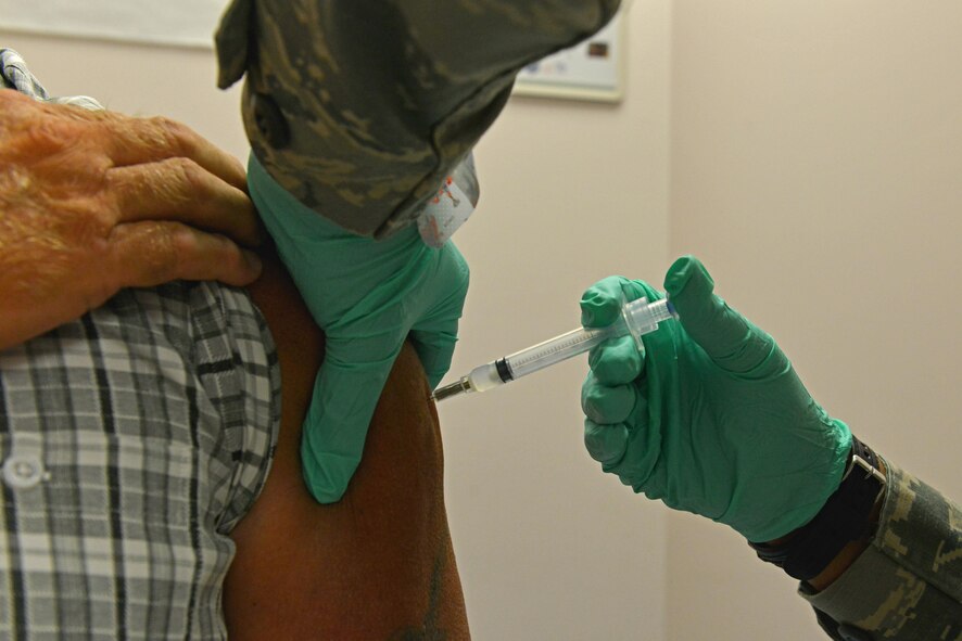 U.S. Air Force Senior Airman Tamika Bradley, 20th Medical Operations Squadron allergy and immunizations technician, administers a vaccine to a patient at Shaw Air Force Base, S.C., July 20, 2016. Although diseases like diphtheria and polio have become few and far between in the United States thanks to immunizations, it is still imperative to receive vaccinations for these diseases in order to prevent resurgences. (U.S. Air Force photo by Airman 1st Class Destinee Dougherty