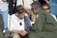Charles Chauncey, a World War II B-29 Superfortress pilot, speaks with Col. Albert Miller, 22nd Air Refueling Wing commander, at the first flight of ‘Doc,’ a B-29, July 17, 2016, at McConnell Air Force Base, Kan. Chauncey flew 35 missions over Japan in a B-29 nicknamed ‘Goin’ Jessie’ during World War II, and earned the Distinguished Flying Cross after losing an engine during a mission. (U.S. Air Force photo/Airman 1st Class Christopher Thornbury)