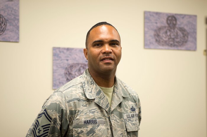 Senior Master Sgt. Anthony Harris, an assistant chief of communications operations in the 512th Mission Support Group poses for his photo in his office July 25, 2016 at Dover Air Force Base, Del. Harris is one of 11 senior master sergeants from the 512th Airlift Wing to be on the 2016 Key Personnel List. 