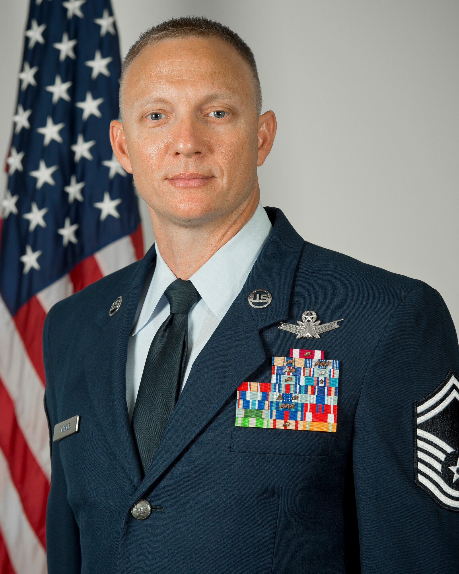 Senior Master Sgt. Mark E. Farmer, Air National Guard 2016 Outstanding Senior Non-Commissioned Officer of the Year. Farmer was also named as one of the U.S. Air Force's 12 Outstanding Airmen of the Year.  (U.S. Air National Guard photo by Staff Sgt. John Hillier)