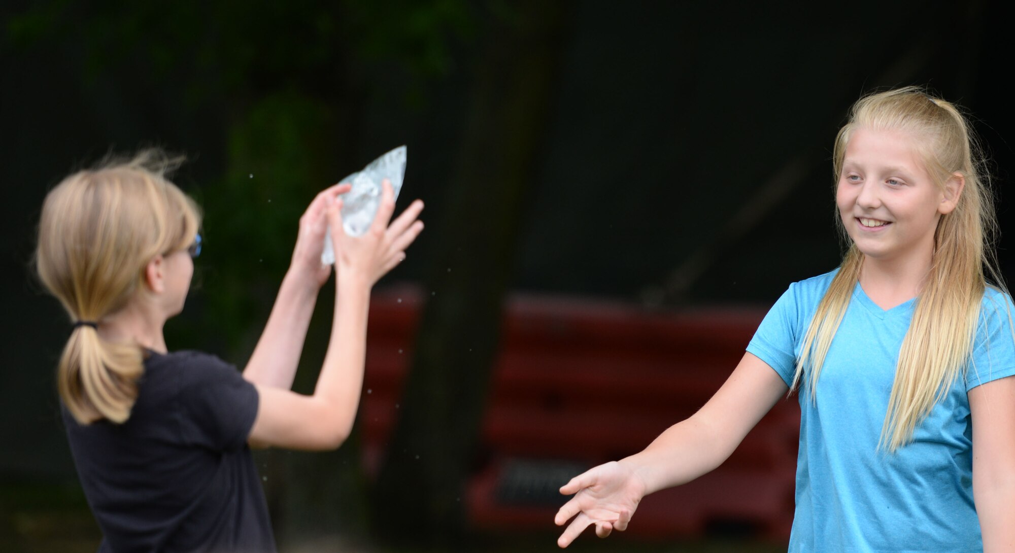 Team Mildenhall children take part in outdoor games during Vacation Bible School July 25, 2016, on RAF Mildenhall, England. The children were supervised by adult leaders throughout the day. (U.S. Air Force photo by Gina Randall)