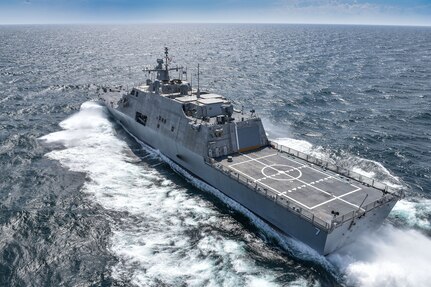 160714-N-RA705-001 MARINETTE, Wisconsin (July 14, 2016) The future USS Detroit (LCS 7) conducts acceptance trials. Acceptance trials are the last significant milestone before delivery of the ship to the Navy, which is planned for later this fall. 