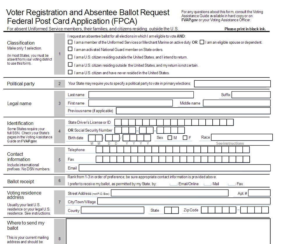 This partial image of a full absente ballot accompanies an article on absentee voting in the July 28, 2016 edition of the Quantico Sentry