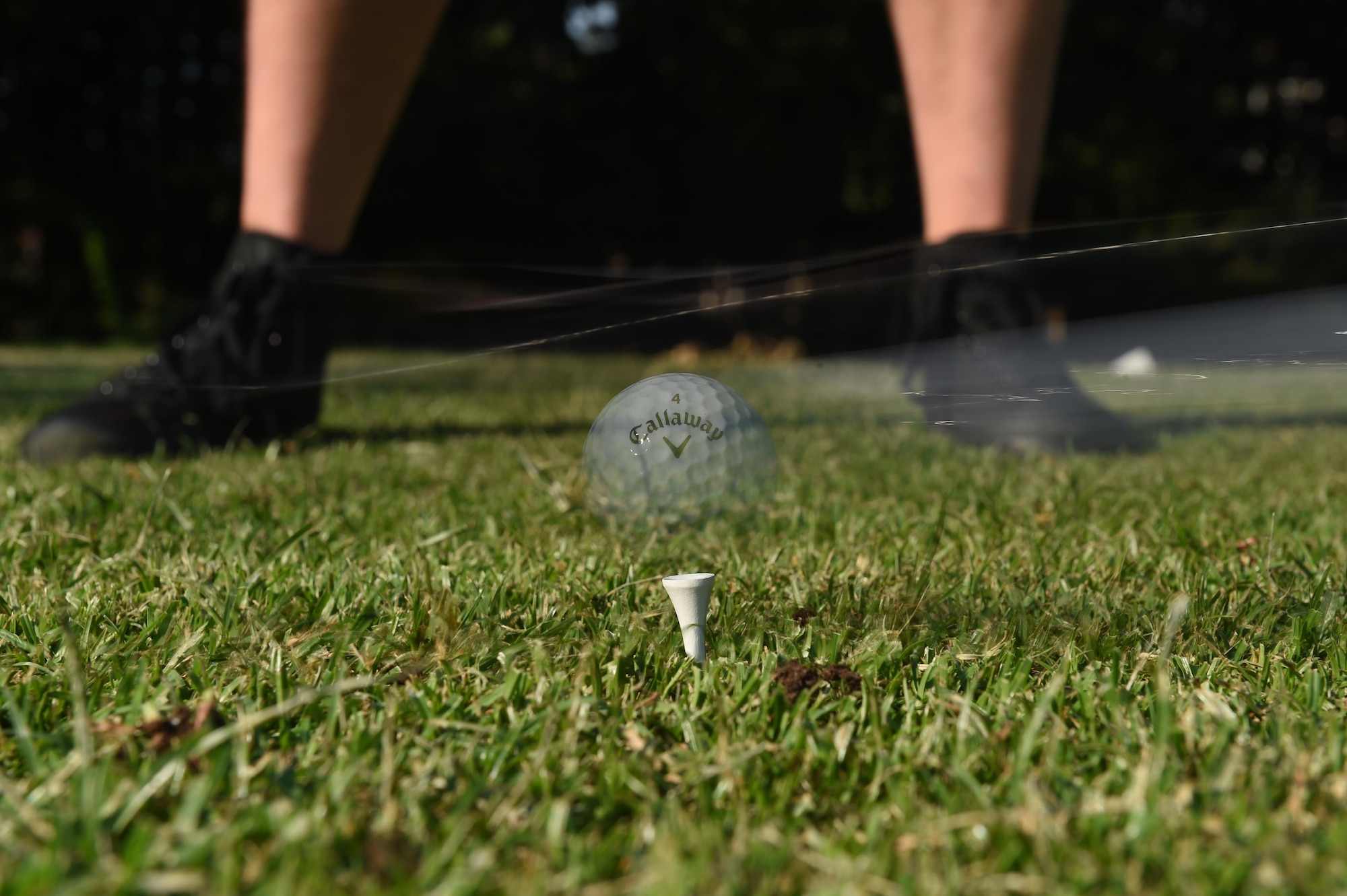 Staff Sgt. William Parks, 811th Security Forces Squadron protective services team leader, plays golf at The Courses on Joint Base Andrews, Md., July 23, 2016. More than 100,000 rounds are played by approximately 150,000 people annually, generating revenue for the installation. (U.S. Air Force photo by Senior Airman Joshua R. M. Dewberry)