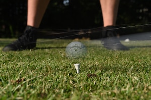 Staff Sgt. William Parks, 811th Security Forces Squadron protective services team leader, plays golf at The Courses on Joint Base Andrews, Md., July 23, 2016. More than 100,000 rounds are played by approximately 150,000 people annually, generating revenue for the installation. (U.S. Air Force photo by Senior Airman Joshua R. M. Dewberry)