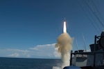 160721-N-BY095-282
ATLANTIC OCEAN (July 21, 2016)
USS Arleigh Burke (DDG 51) successfully launches an SM-2 Standard Missile from the aft Vertical Launching System as part of their Combat System Ship Qualification Trials (CSSQT). The Spanish Navy Ship Cristobol Colon (F-105) and Arleigh Burke are conducting cooperative air defense test exercises including Tactical Data Link interoperability tests of the latest AEGIS Baseline 9.C1 with a foreign ship, as well as the first combined Combat Systems Ship Qualification Trial with the Spanish Navy since 2007. These types of cooperative events with our allies and partners deepen our operational relationships, making us collectively stronger and better postured to face new and emerging challenges. (U.S. Navy photo/Released)
