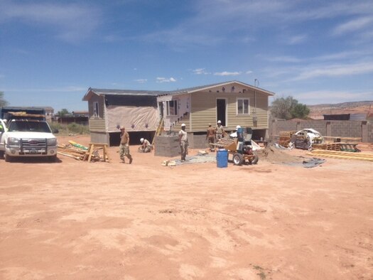 Through the Operation Footprint partnership, twenty-four Air Force Reservists from the 302nd Civil Engineer Squadron helped build new homes for the Navajo Nation during Innovative Readiness Training, May 22 to June 5, 2016 in Gallup, N.M. The 302nd CES contributed to completing the construction of five new homes during their two-week training. (Courtesy photo)