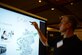 Alwin Puschmann, IT-Haus representative, writes on the screen of an interactive digital whiteboard system at Ramstein Air Base, Germany, July 19, 2016. Puschmann was a representative of one of more than 60 companies which showcased their technologies at the Ramstein Tech Expo. (U.S. Air Force photo/ Airman 1st Class Joshua Magbanua)