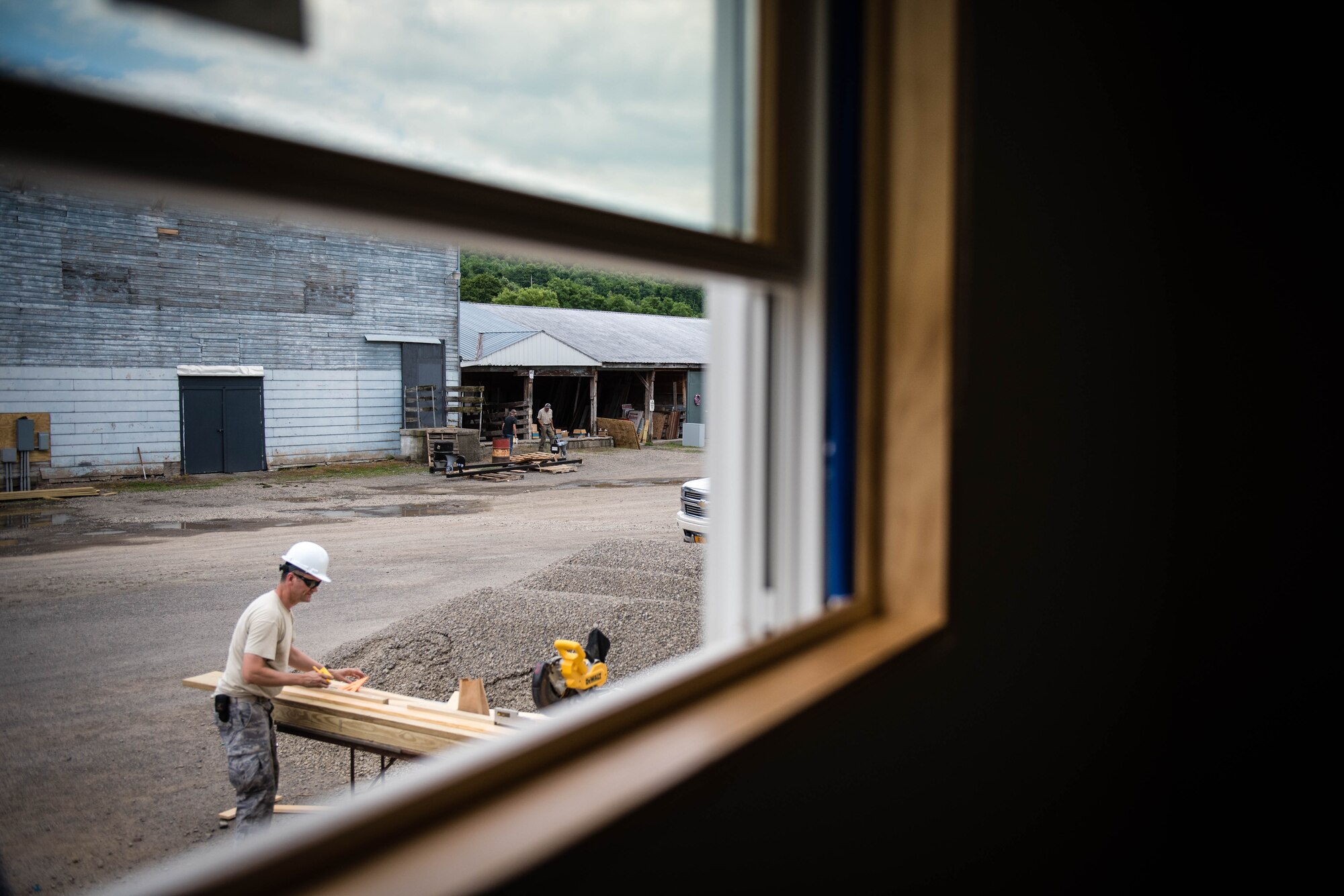 Reserve Airmen from the 512th Civil Engineering Squadron took part in an Innovative Readiness Training project in Chenango County, New York, July 11-22, 2016. The IRT program provides civil military affairs training and skills to service members and units while supporting local communities across the United States. For this particular project, 512th CES Airmen joined two other civil engineering squadrons from the Air Force Reserve Command in providing upgrades to the Norwich, New York, fairgrounds. (U.S. Air Force photo/1st Lt. Steve Lewis)