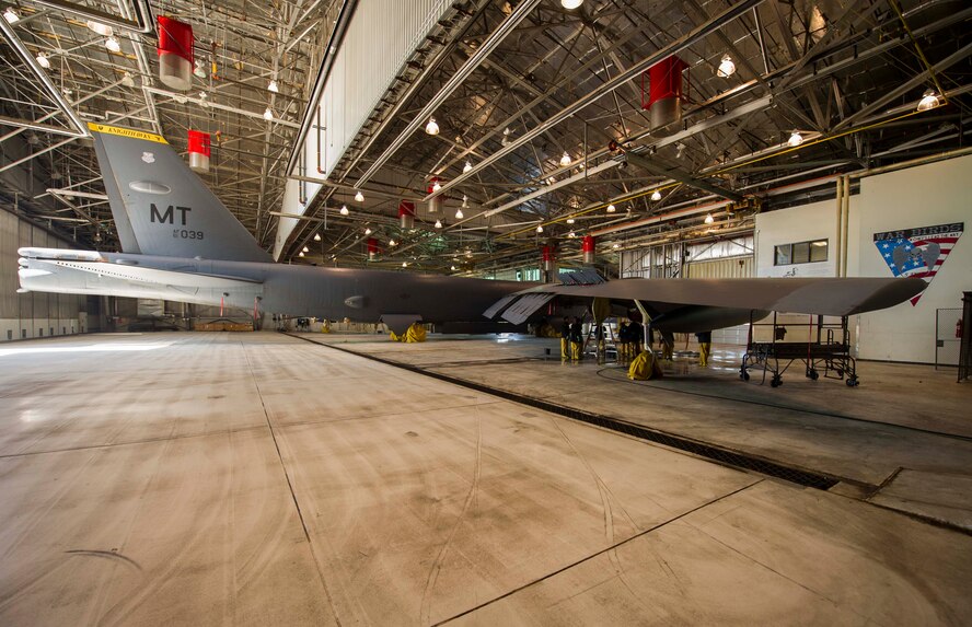 Airmen from the 5th Aircraft Maintenance Squadron scrub a B-52H Stratofortress during a BUFF wash at Minot Air Force Base, N.D., July 25, 2016. Washes prevent corrosion to the aircraft’s frame. (U.S. Air Force photo/Senior Airman Apryl Hall)