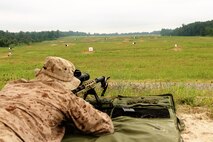 A Marine Sniper prepares to fire a 7.62mm NATO through a M40A6 rifle with a chronograph attached during a market research caliber study July 13, at Fort A.P. Hill, Va. Marine Corps Systems Command’s Infantry Weapons Systems conducted the study to inform Marine Corps acquisition leaders about future Marine sniper weapon system requirements.  (U.S. Marine Corps photo by Ashley Calingo)