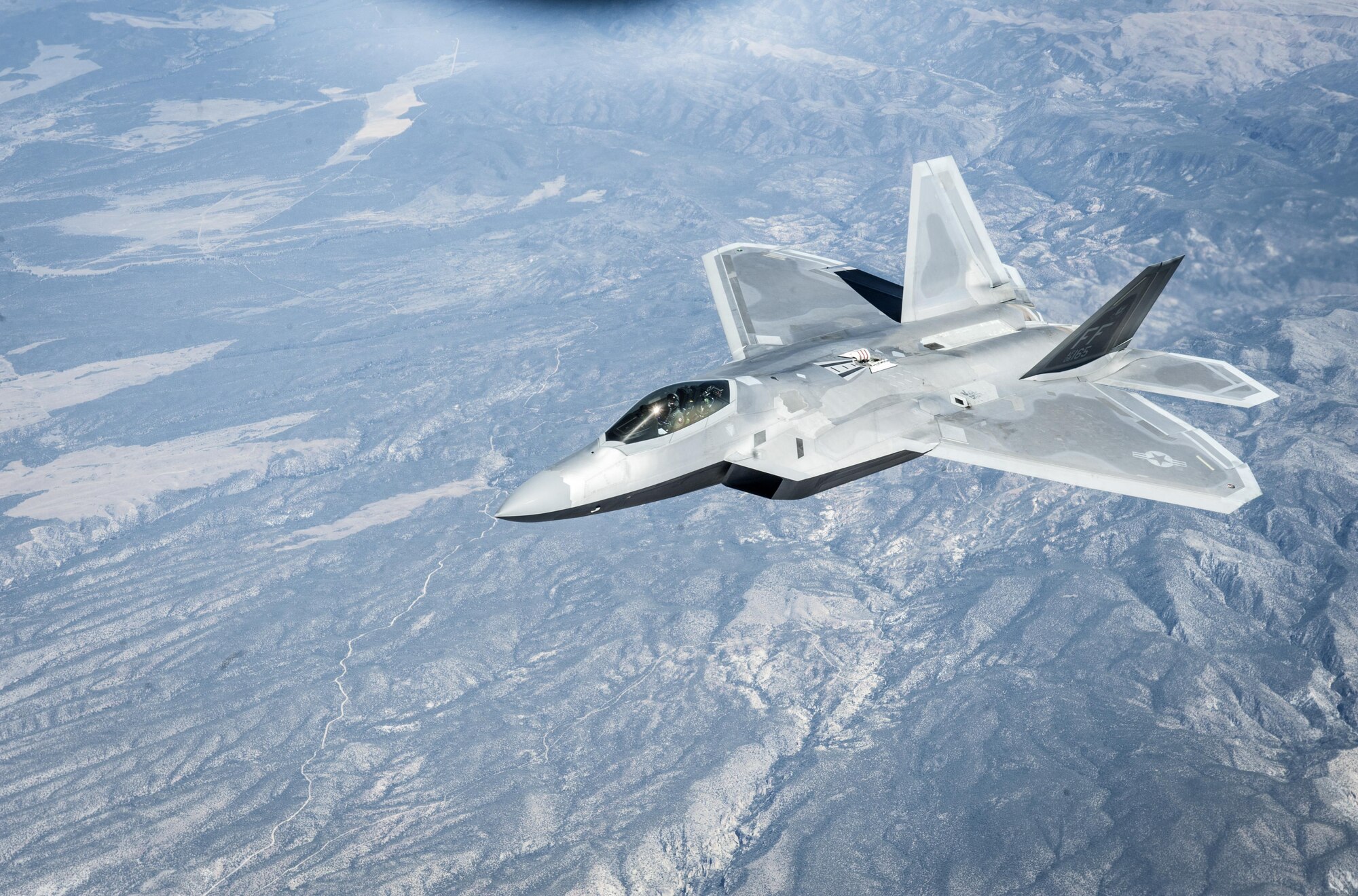 An F-22A Raptor assigned to the 27th Fighter Squadron, Joint Base Langley-Eustis, Virginia, soars through the skies over the Nevada Test and Training Range during a Red Flag 16-3 training sortie July 22, 2016 at Nellis AFB, Nev. The F-22, a critical component of the Global Strike Task Force, is designed to project air dominance, rapidly and at great distances and defeat threats attempting to deny access to our nation's Air Force, Army, Navy and Marine Corps. The F-22 cannot be matched by any known or projected fighter aircraft. (U.S. Air Force photo by Senior Airman Joshua Kleinholz)