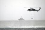 (July 20, 2016) - An SH-60S helicopter assigned to Helicopter Sea Combat Squadron (HSC) 25, recovers a member of the Japan Maritime Self-Defense Force (JMSDF) explosive ordnance disposal unit from Mutsu Bay off the coast of Japan during the 2JA 2016 Mine Countermeasures Exercise (2JA-16 MCMEX), July 20, 2016. 2JA Mine Countermeasures Exercise is an annual bilateral exercise held between the U.S. Navy and JMSDF to strengthen interoperability and increase proficiencies in mine countermeasure operations. 