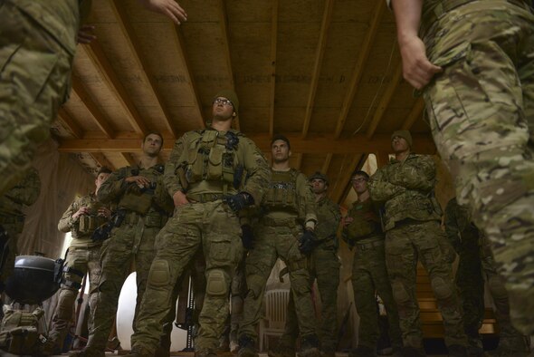 U.S. Air Force tactical air control party specialist Airmen from the 1st Air Support Operations Group, listen to a briefing for the stress shooting exercise as part of Cascade Challenge July 20, 2016, at a practice range in Delta Junction, Alaska. During this event competitors had to shoot all the targets while dealing with weapon malfunctions in the allotted amount of time. (U.S. Air Force photo by Airman Isaac Johnson)