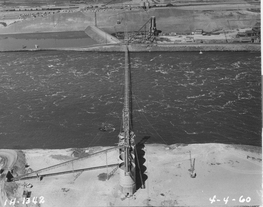 Ice Harbor Lock and Dam upstream of the Tri-Cities on the Lower Snake River celebrated its 50th anniversary of construction by the U.S. Army Corps of Engineers, June 16, 2012 at the dam. It was built from 1956 to 1962 and dedicated by Vice-President Lyndon B. Johnson on May 9, 1962. Corps of Engineers photos.