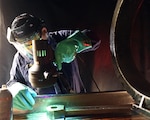 Master Sgt. Charles Ramirez, a nondestructive inspections technician with the 149th Maintenance Squadron, Texas Air National Guard, inspects aircraft support equipment using magnetic particle inspection techniques at the NDI section June 3, 2016, at Joint Base San Antonio-Lackland, Texas. 