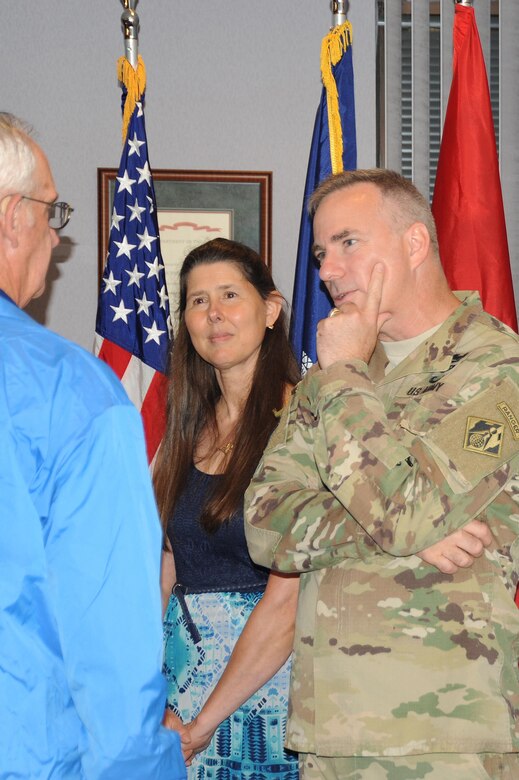 Huntsville Center employees welcome Col. John and Janetlee Hurley during a cupcake social July 28.