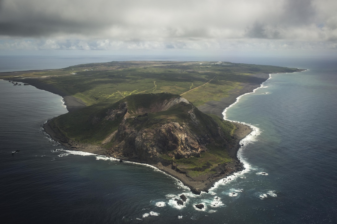 Pictured is Mt. Suribachi on the island of Iwo To, Japan, July 7, 2016. Marines and Sailors traveled to Iwo To and hiked four miles to the summit of Mt. Suribachi in honor of their fallen brothers who lost their lives during the Battle of Iwo Jima in World War II. (U.S. Marine Corps photo by Sgt. Matthew J. Bragg)