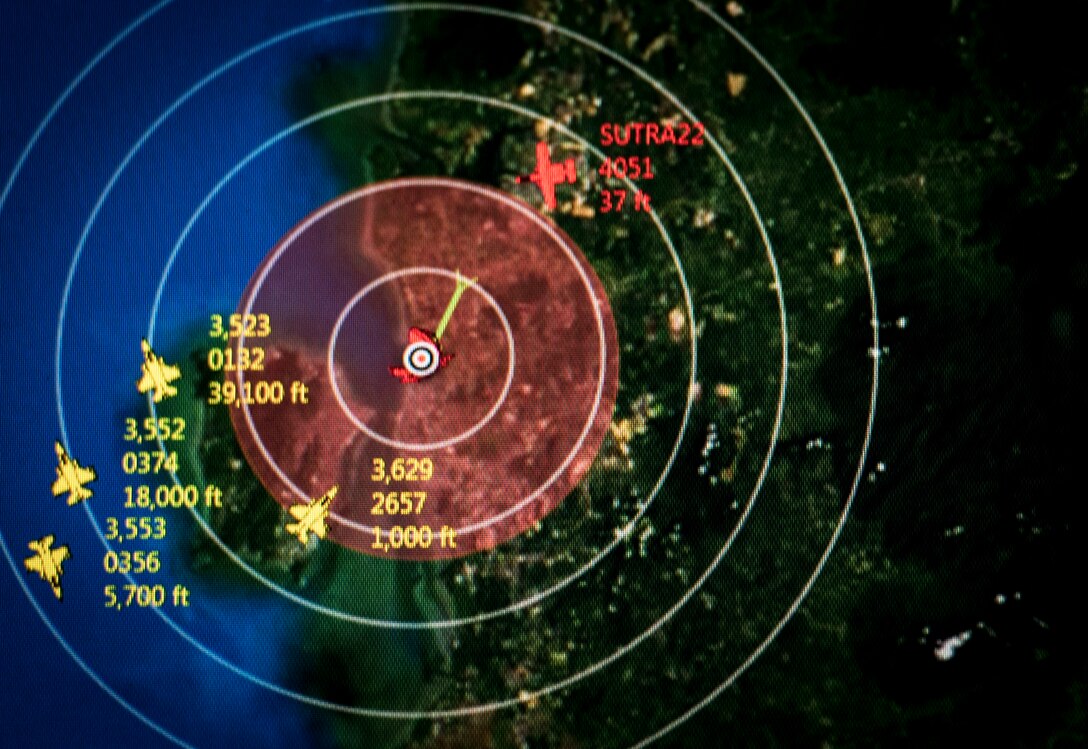 Aircraft are monitored entering and leaving a training area during Cope Taufan 16, at Pangkalan Udara Butterworth Air Base, Malaysia July 22, 2016.  The Joint Deployable Electronic Warfare Range has been used to support multinational and joint exercises at weapon ranges in Thailand, Australia, and Canada, and unit-level training in South Korea. CT 16 provides an excellent opportunity for U.S. and Royal Malaysian airmen to work closely with one another to improve both nations’ abilities to integrate combat air force capabilities. (U.S. Air Force photo by Tech. Sgt. Araceli Alarcon)