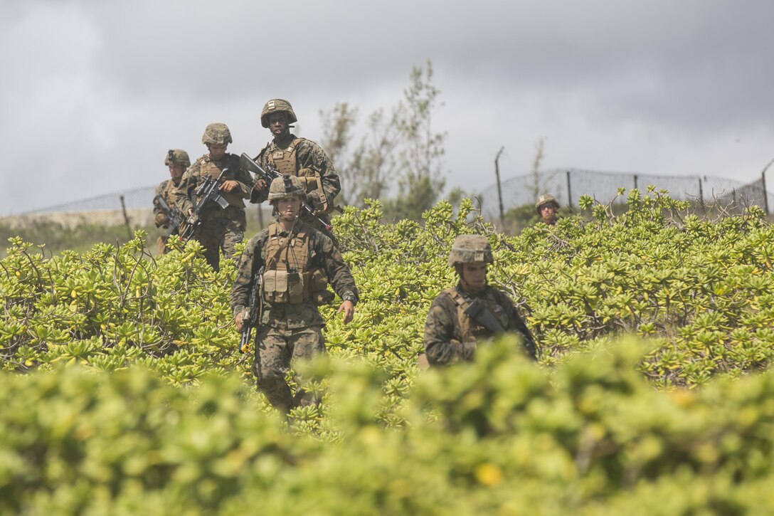 U.S. Marines with Company E, Battalion Landing Team 2nd Battalion, 3rd Marine Regiment, assault a beach during Rim of the Pacific 2016. Twenty-six nations, more than 40 ships and submarines, more than 200 aircraft and 25,000 personnel are participating in RIMPAC from June 30 to Aug. 4, in and around the Hawaiian Islands and Southern California. The world's largest international maritime exercise, RIMPAC provides a unique training opportunity that helps participants foster and sustain the cooperative relationships that are critical to ensuring the safety of sea lanes and security in the world's oceans. RIMPAC 2016 is the 25th exercise in the series that began in 1971. (U.S. Marine Corps photo by Lance Cpl. Matthew Casbarro)