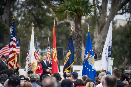 Los Angeles area service members join together to pay respects for all the Americas who never returned home from war during a moving Memorial Day Ceremony, Los Angeles National Cemetery, Los Angeles, Calif., May 30, 2016.