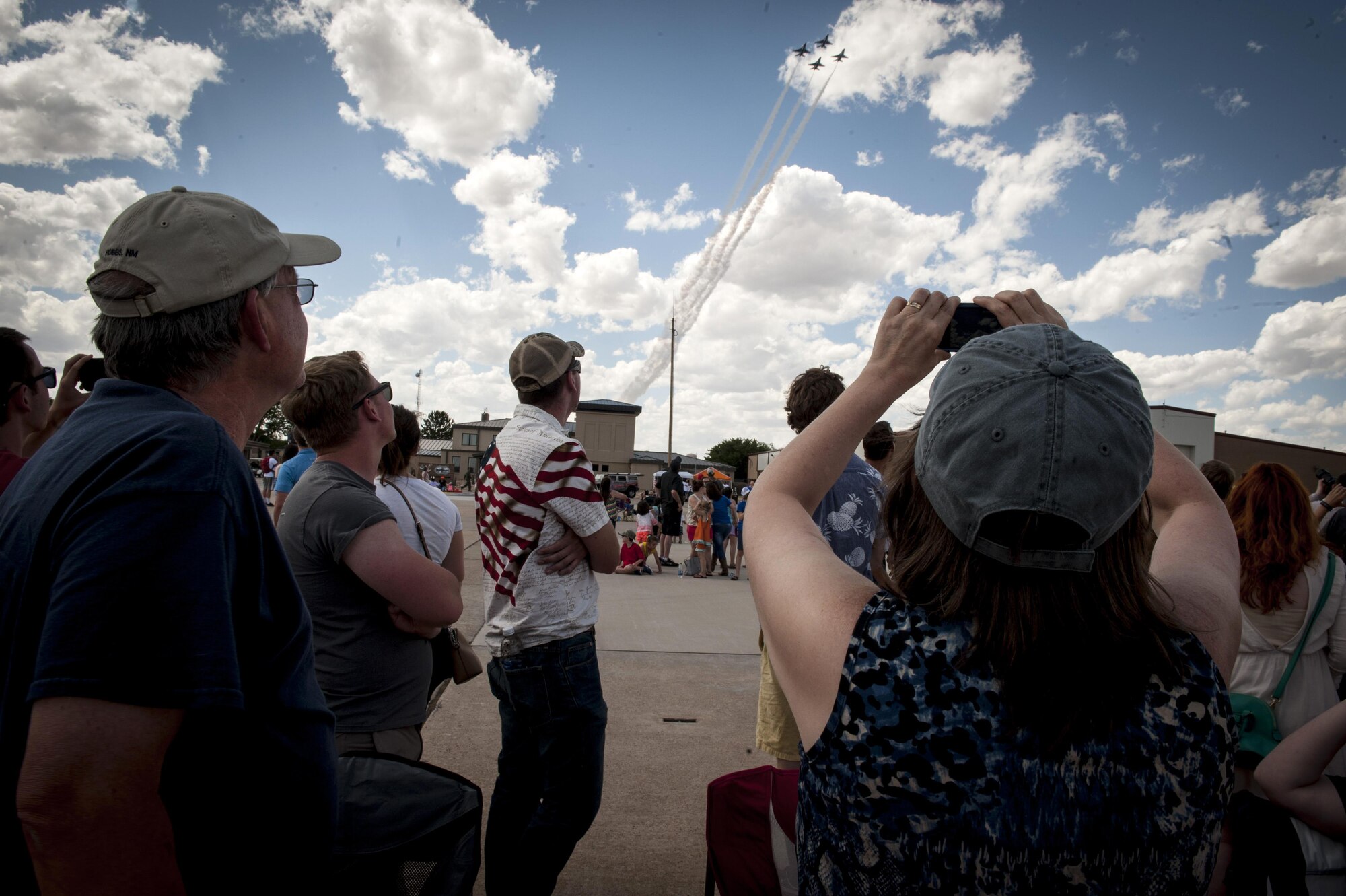 The U.S. Air Force Thunderbirds perform an aerial demonstration during the Cannon Air Show, May 28, 2016, at Cannon Air Force Base, N.M. The 2016 Cannon Air Show highlights the unique capabilities and qualities of Cannon’s Air commandos and also celebrates the long-standing relationship between the 27th Special Operations Wing and the High Plains community. (U.S. Air Force photo/Tech. Sgt. Manuel Martinez)