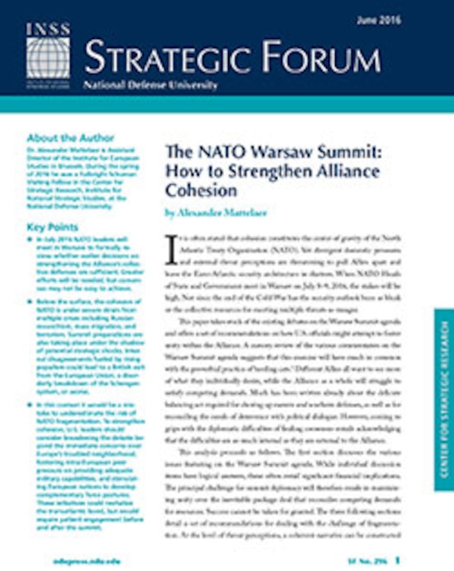The NATO Warsaw Summit: How to Strengthen Alliance Cohesion