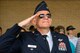 Retiring Col. Hernando J. Ortega, Jr., Air Education and Training Command Aerospace Medicine Division chief, renders a salute during Air Force Basic Military Training graduation parade May 27, 2016, at Joint Base San Antonio-Lackland, Texas. Retiring Col. Ortega, Jr. watched his son, Airman 1st Class Hernando J. Ortega III, graduate from Air Force Basic Military Training at JBSA-Lackland, then headed downtown for his retirement ceremony at the Alamo that same afternoon. (U.S. Air Force photo by Johnny Saldivar)