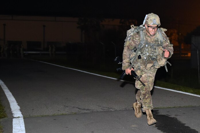 1st Lt. Nicholas Kiser a platoon leader from Company A, 2nd Battalion, 5th Cavalry Regiment, 1st Armored Brigade Combat Team completes the 12-mile ruck march May 26 for the Expert Infantryman Badge in a little over 2 hours at the Schoonover Bowl on Camp Casey, South Korea. 627 Soldiers attempted to earn the US Army’s EIB, by the time the testing was done 131 US and Republic of Korea Soldiers had earned it. (U.S. Army photo by Staff Sgt. Keith Anderson, 1st Armored Brigade Combat Team Public Affairs, 1st Cav. Div.)