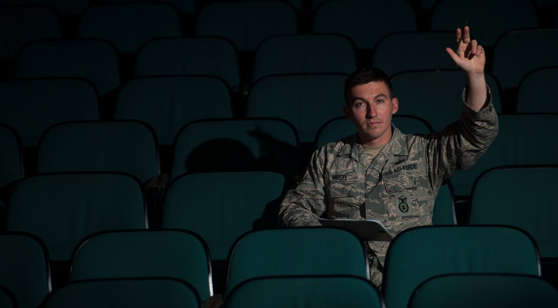 Tech. Sgt. Collin Meisel, 811th Security Forces Squadron operations non-commissioned officer, poses for a portrait at Joint Base Andrews, Md., May 11, 2016. After being accepted to Georgetown University’s McCourt School of Public Policy, Meisel was awarded the McCourt Scholars scholarship, which includes full tuition, health insurance and a $10,000 stipend. (U.S. Air Force photo by Airman Gabrielle Spalding)