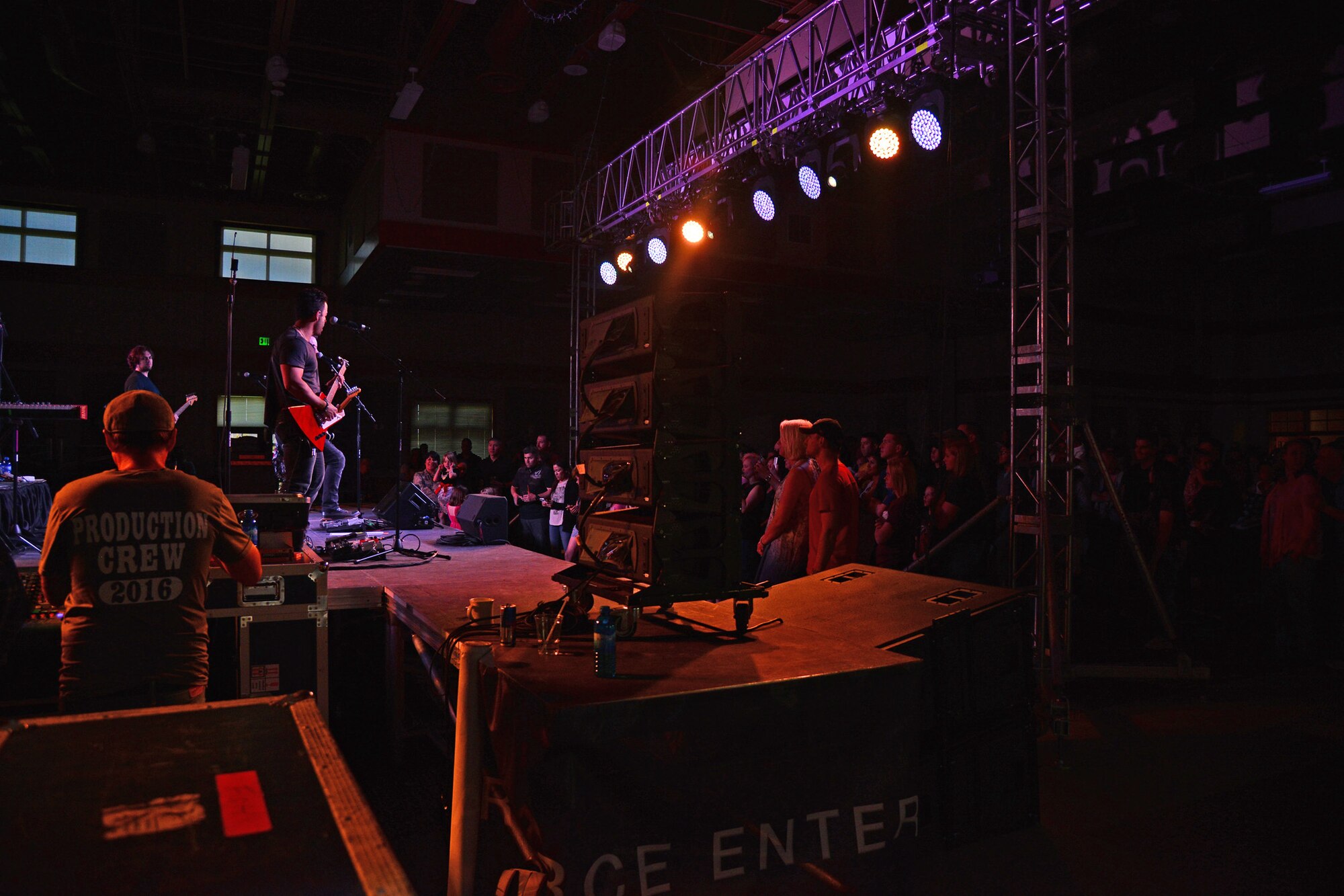 Nashville singer-songwriter David Cook, helped Malmstrom kick off the Memorial Day weekend by performing for more than 300 Airmen and their family members at the Grizzly Bend May 28. Cook will end his spring tour by visiting Ellsworth Air Force Base, S.D., and pick back up in the fall at Joint Base San Antonio, Texas, Sept. 9. (U.S. Air Force photo/ Airman 1st Class Daniel Brosam)