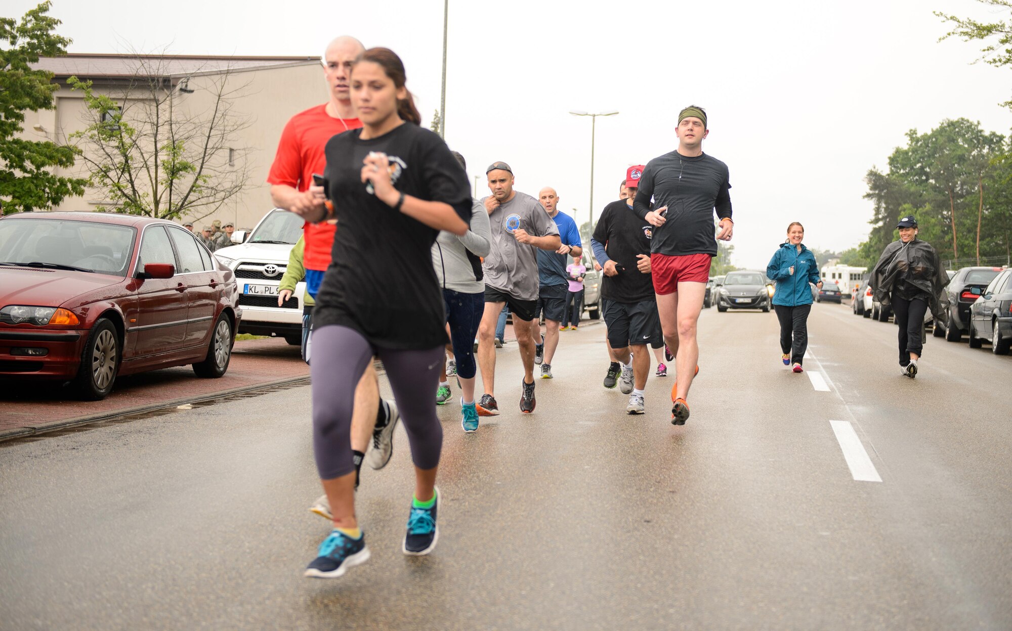 Members of the Kaiserslautern Military Community participate in the first Chief Master Sgt. Paul Airey Memorial ruck-run at Ramstein Air Base, Germany, May 27, 2016. More than 300 participants came out to support the first-ever Chief Master Sgt. Paul Airey Memorial ruck-run hosted by the Ramstein Area Chiefs group. (U.S. Air Force photo/Staff Sgt. Armando A. Schwier-Morales) 