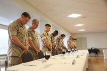 NAVAL SUPPORT FACILITY INDIAN HEAD, Md. – Corporals with Chemical Biological Incident Response Force (CBIRF), U.S. Marine Corps Forces Command (MARFORCOM), graduate from command sponsored Corporals Leadership Course during a ceremony at Naval Support Facility Indian Head, Md., May 27, 2016. The night before, the Marines tested their refined customs and courtesies during a Mess Night with Gunnery Sgt. Amber T. Chavarria, faculty advisor at Staff Noncommissioned Officer Academy, Marine Corps Base Quantico, Va., as the event’s guest of honor. The noncommissioned officers completed the 3 week course curriculum that included sword and guidon manual, land navigation, Marine Corps promotion system for sergeants and below and other small unit leader skills and traits. (Official USMC Photos by Sgt. Santiago G. Colon Jr. and Sgt. Jonathan S. Herrera)