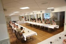 NAVAL SUPPORT FACILITY INDIAN HEAD, Md. – Corporals with Chemical Biological Incident Response Force (CBIRF), U.S. Marine Corps Forces Command (MARFORCOM), graduate from command sponsored Corporals Leadership Course during a ceremony at Naval Support Facility Indian Head, Md., May 27, 2016. The night before, the Marines tested their refined customs and courtesies during a Mess Night with Gunnery Sgt. Amber T. Chavarria, faculty advisor at Staff Noncommissioned Officer Academy, Marine Corps Base Quantico, Va., as the event’s guest of honor. The noncommissioned officers completed the 3 week course curriculum that included sword and guidon manual, land navigation, Marine Corps promotion system for sergeants and below and other small unit leader skills and traits. (Official USMC Photos by Sgt. Santiago G. Colon Jr. and Sgt. Jonathan S. Herrera)