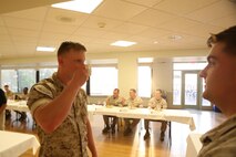 NAVAL SUPPORT FACILITY INDIAN HEAD, Md. – Corporals with Chemical Biological Incident Response Force (CBIRF), U.S. Marine Corps Forces Command (MARFORCOM), graduate from command sponsored Corporals Leadership Course during a ceremony at Naval Support Facility Indian Head, Md., May 27, 2016. The night before, the Marines tested their refined customs and courtesies during a Mess Night with Gunnery Sgt. Amber T. Chavarria, faculty advisor at Staff Noncommissioned Officer Academy, Marine Corps Base Quantico, Va., as the event’s guest of honor. The noncommissioned officers completed the 3 week course curriculum that included sword and guidon manual, land navigation, Marine Corps promotion system for sergeants and below and other small unit leader skills and traits. (Official USMC Photos by Sgt. Santiago G. Colon Jr. and Sgt. Jonathan S. Herrera)