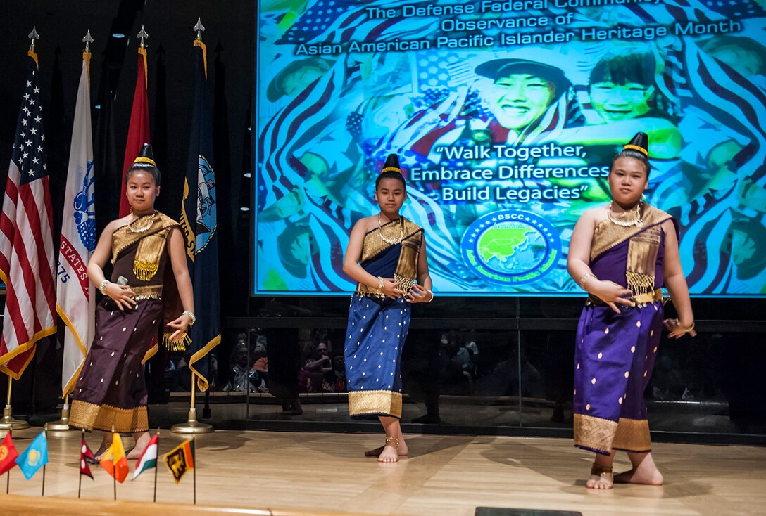 The Lao Volunteer Culture Dance Group performed the “Sane Sal Lao” dance at Defense Supply Center Columbus’ annual Asian American Pacific Islander (AAPI) Month celebration May 25.
