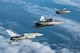 12/9/2015 - A British Royal Air Force Typhoon, U.S. Air Force F-22 Raptor and French air force Rafale fly in formation as part of a Trilateral Exercise held at Langley Air Force Base, Va., Dec. 7, 2015. The 5th generation aircraft involved in the exercise are the most technologically advanced assets in the world today. (U.S. Air Force photo by Senior Airman Kayla Newman)