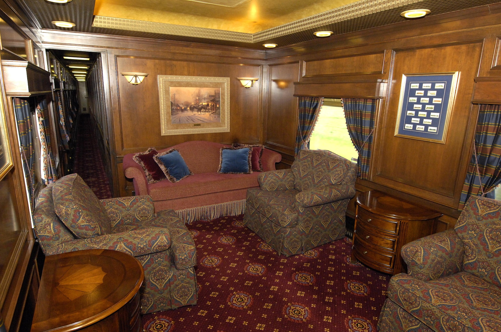 The "Omaha," a deluxe four-bedroom sleeper car that is one of Union Pacific's historical Western Heritage Fleet of railcars. Members of Team Offutt were given a train ride to Grand Island, Neb. May 27 where they learned about UP and the company's mission. (U.S. Air Force photo by Delanie Stafford)