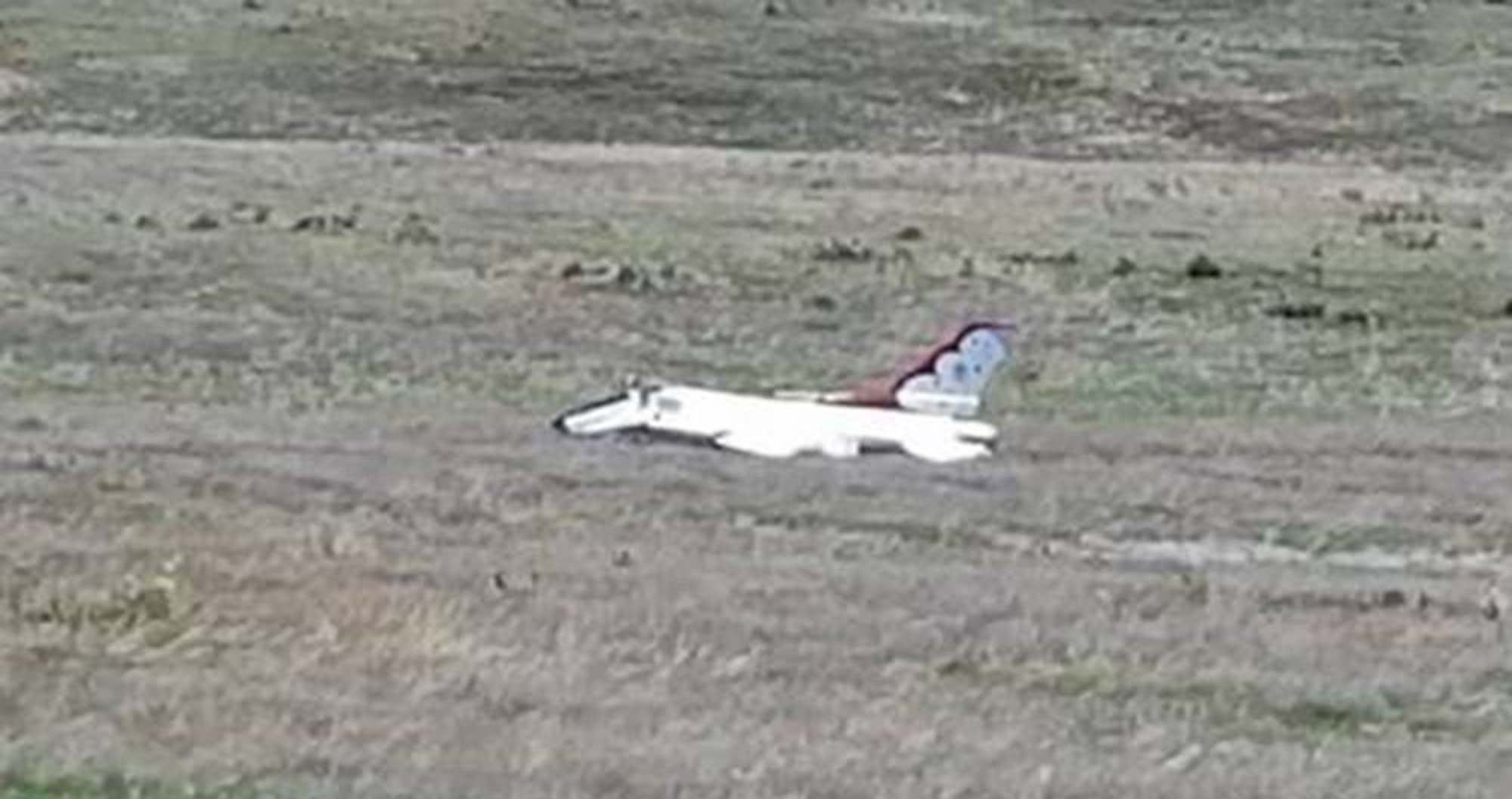 A U.S Air Force Thunderbirds F-16 Fighting Falcon jet crash landed June 2 in a field near Colorado Springs, Colorado, following the U.S. Air Force Academy commencement. (Courtesy photo)