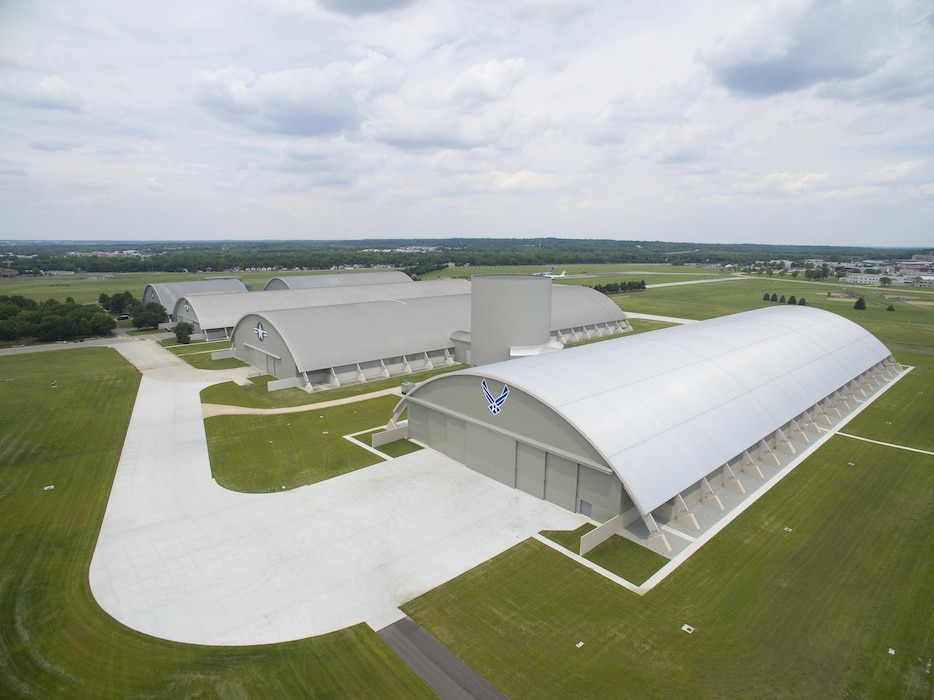 DAYTON, Ohio (06/2016) -- Aerial view of the National Museum of the U.S. Air Force. The museum collects, researches, conserves, interprets and presents the Air Force's history, heritage and traditions, as well as today's mission to fly, fight and win...in Air, Space and Cyberspace to a global audience through engaging exhibits, educational outreach, special programs, and the stewardship of the national historic collection. (U.S. Air Force photo by Jim Copes) 