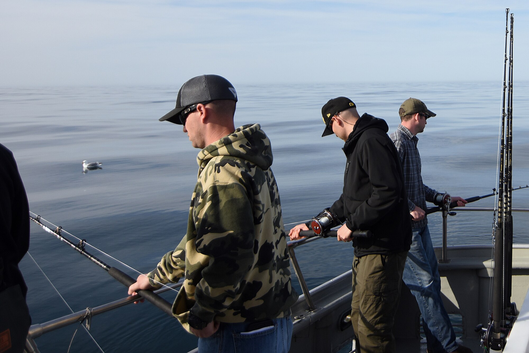 Service members wet their lines in the 10th Annual Armed Services Combat Fishing Tournament May 26 aboard the Seward Military Resort boat Snowbird. The tournament, hosted by the city of Seward and the Armed Services YMCA, gave more than 200 military anglers stationed in Alaska a free day of halibut fishing to thank them for their service. (U.S. Army photo by John Pennell)