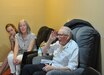 Retired Navy veteran Merle House, gives a celebratory salute following a surprise ceremony made possible by the Dream Foundation, an organization that grants wishes for terminally ill patients, June 1, at a Veterans Affairs sponsored foster care facility in San Jose, Calif.

House is in the final stages of Parkinson’s disease and had made a request to the Dream Foundation to be reunited one last time with a close female friend in Palos Verdes, Calif., which was granted by the foundation. The presentation of the ‘wish basket’, which contained the travel arrangements for his upcoming trip, was facilitated by the Santa Clara VA.