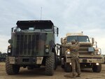 Soldiers of the 51st Transportation Company and 66th Transportation Company train on vehicle systems, including a heavy equipment transport truck and a semi-truck, May 19 here. This cross-training allows Soldiers to receive licenses to operate new equipment and ensures the availability of adequate drivers for Anakonda '16 missions.
