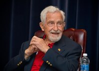Retired Gen. LeRoy J. Manor, 2016 Gathering of Eagles honoree, tells of his experiences while serving in WWII and the Vietnam War, during the Air Command and Staff College’s 2016 Gathering of Eagles event, June 1, 2016, Maxwell Air Force Base, Ala. Manor commanded the Joint Contingency Task Group Task Group that conducted Operation Ivory COAST and KINGPIN, the special operations raid to free prisoners of war from North Vietnam. (U.S. Air Force photo/ Donna Burnett)
