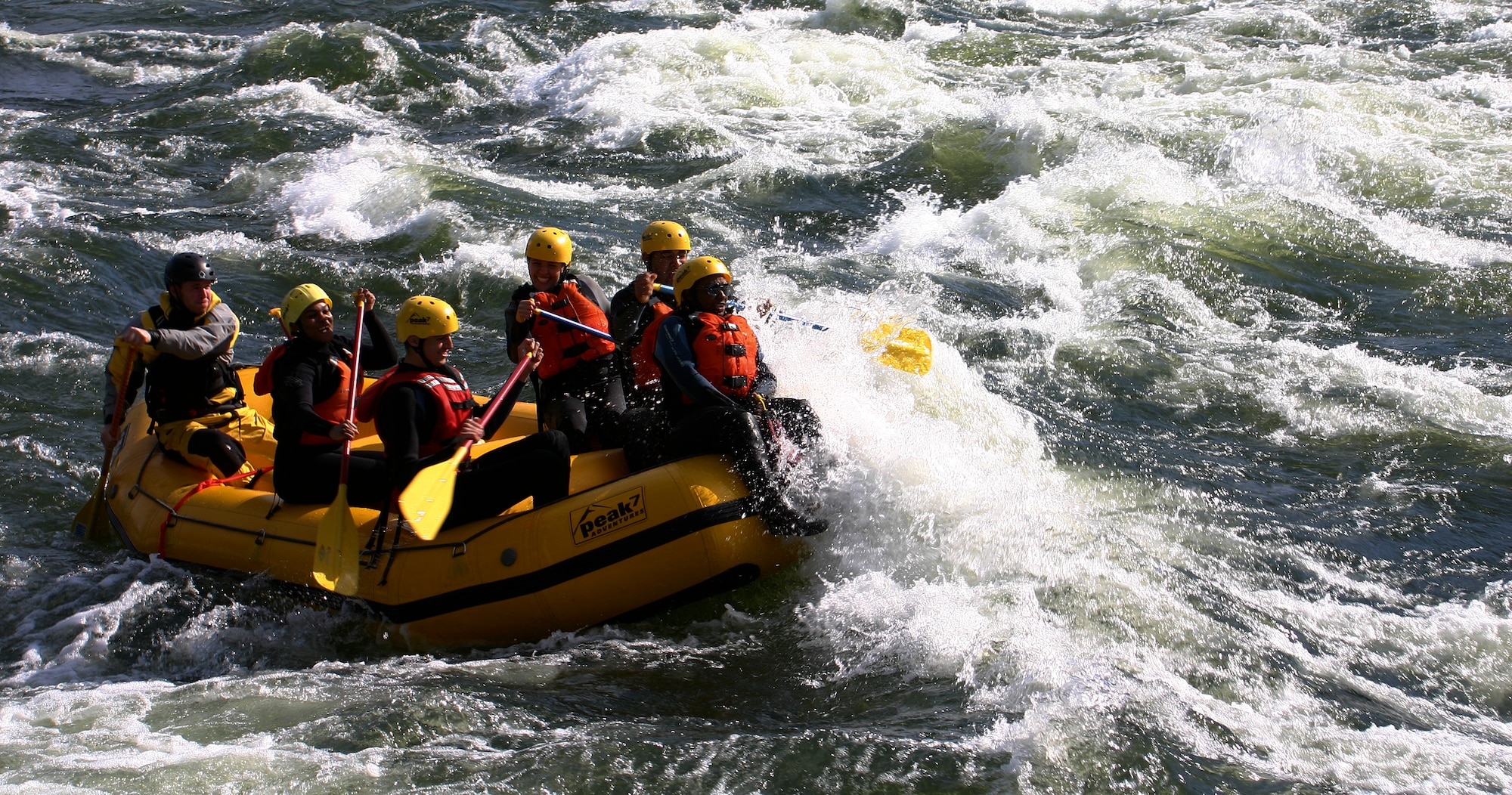 Airmen from Fairchild Air Force Base go white water rafting during a Base Chapel resilience trip April 16, 2016, Spokane, Wash. The chapel is one resource Airmen can use, regardless of their religious background. Many of the programs or trips focus on resilience and the Air Force’s wellness pillars. (Courtesy Photo)