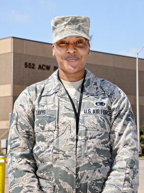 Airmen from the 552nd Maintenance Group were MAJCOM-level winners for the 2015 Maintenance Management, Munitions and Armament awards. Senior Amn. Micaela Davis won in the Scheduler Airman category, Master Sgt. Christopher Graves won in the Scheduler SNCO category the Maintenance Training Section won in the Training category. (Air Force photo by Kelly White/Released)