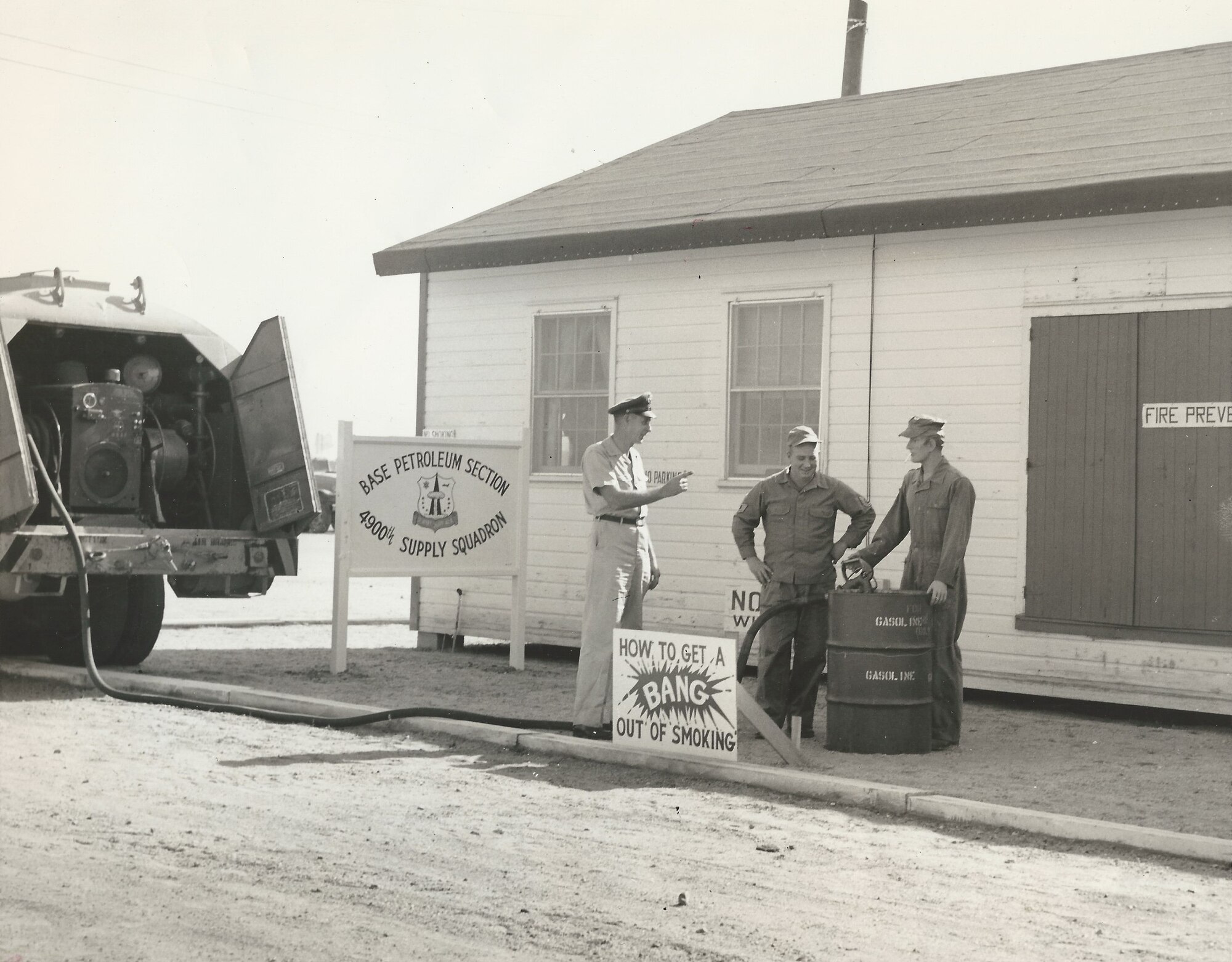 Then-CW04 Arnold Ringstead, far left, was responsible for Kirtland Air Field's fueling operations in the 1940s. Ringstead was a member of the first cadre assigned to Kirtland Air Force Base. (Courtesy photo)