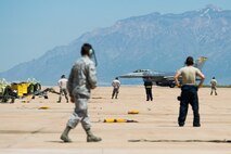 The 4th Fighter Squadron Fightin' Fujins flew a fini flight May 31 at Hill Air Force Base, Utah. A fini flight signifies a final flight and was significant for many Fujins as they transition to the F-35A Lightning II. The 4th FS is one of three squadrons in the 388th Fighter Wing. All of the squadrons will eventually transition to flying the F-35 and the wing is expected to reach full operational capability with 78 jets in 2019. (Air Force photo by R. Nial Bradshaw) 
